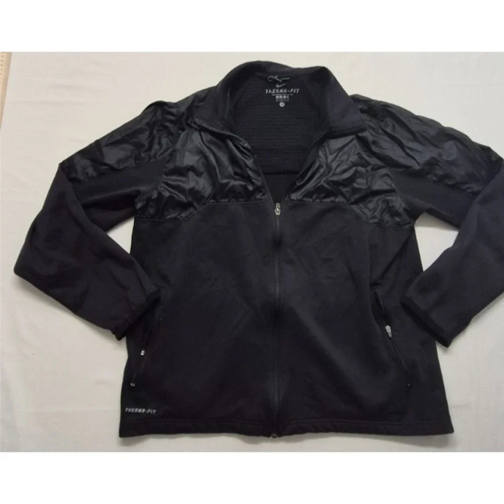 Nike Therma-Fit women's black full zip athletic jacket LG pockets/fleece‎